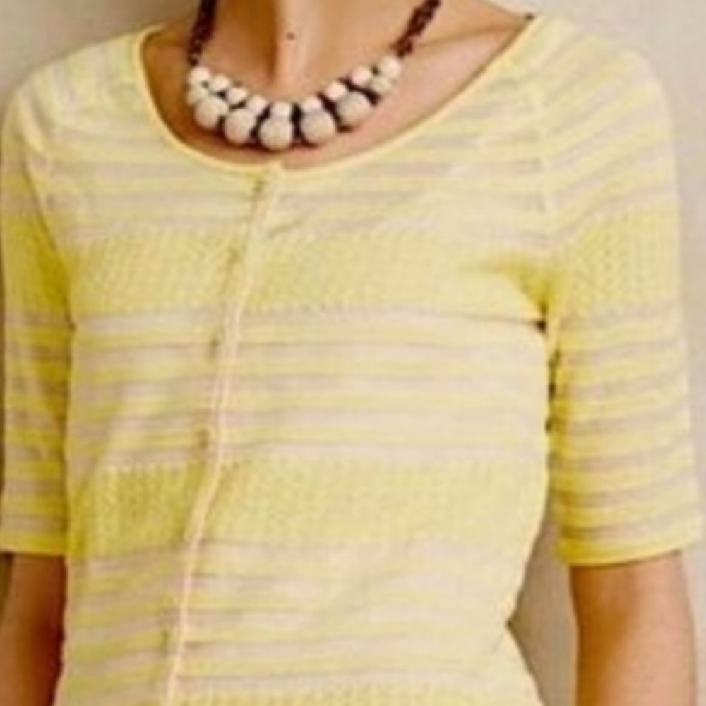 Anthropologie Moth Yellow Gold Striped Cardigan XL